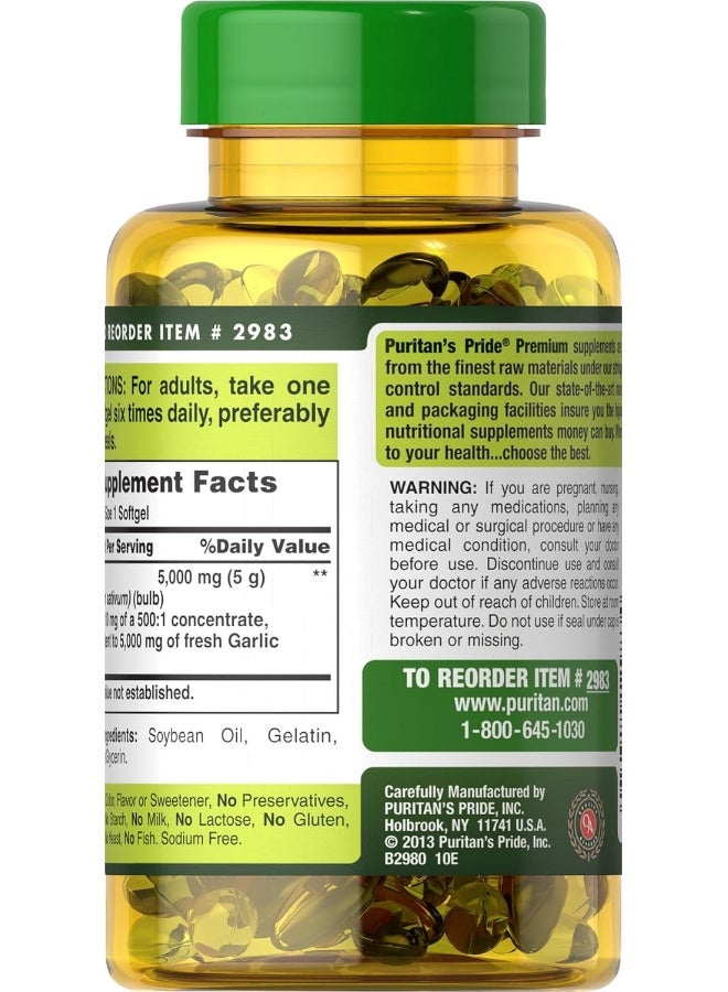Puritan's Pride Garlic Oil, 5000 Mg, 250 Count - Image 2